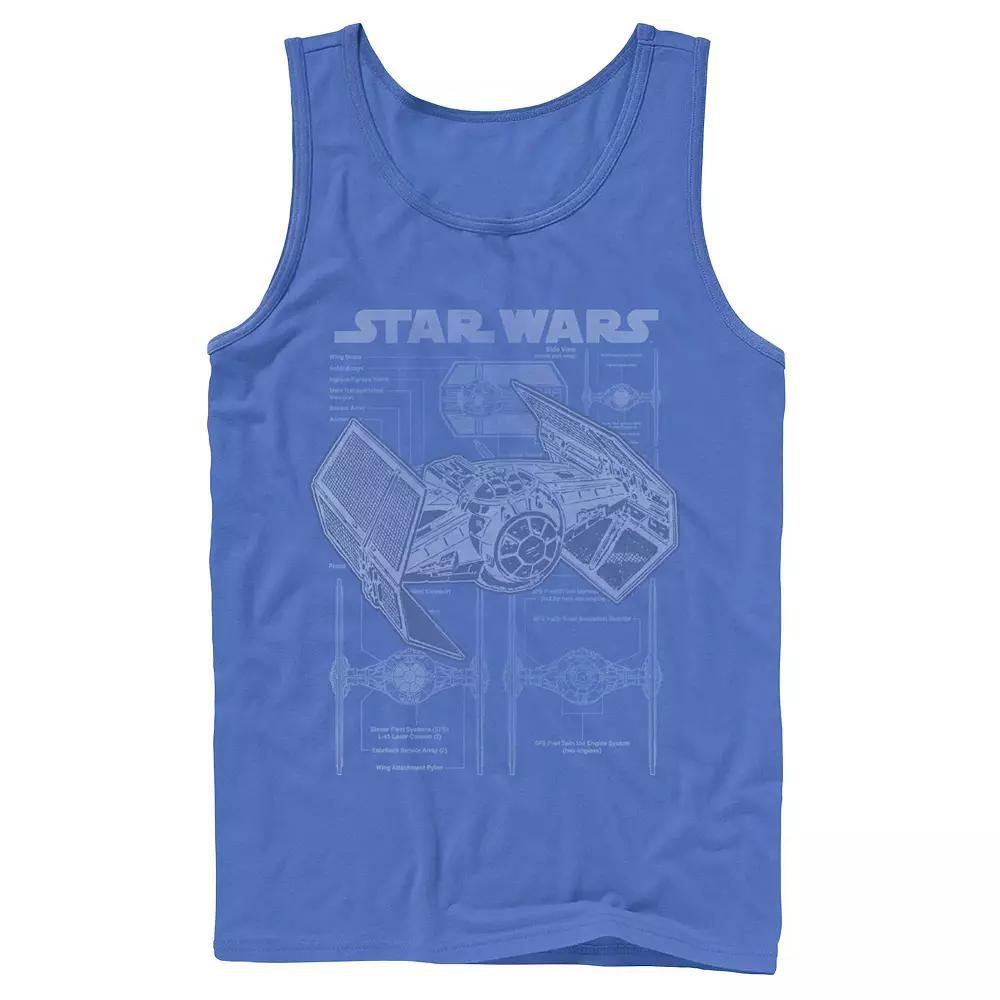 Men's Star Wars TIE Fighter Blueprint Schematics Tank Top,  Product Image