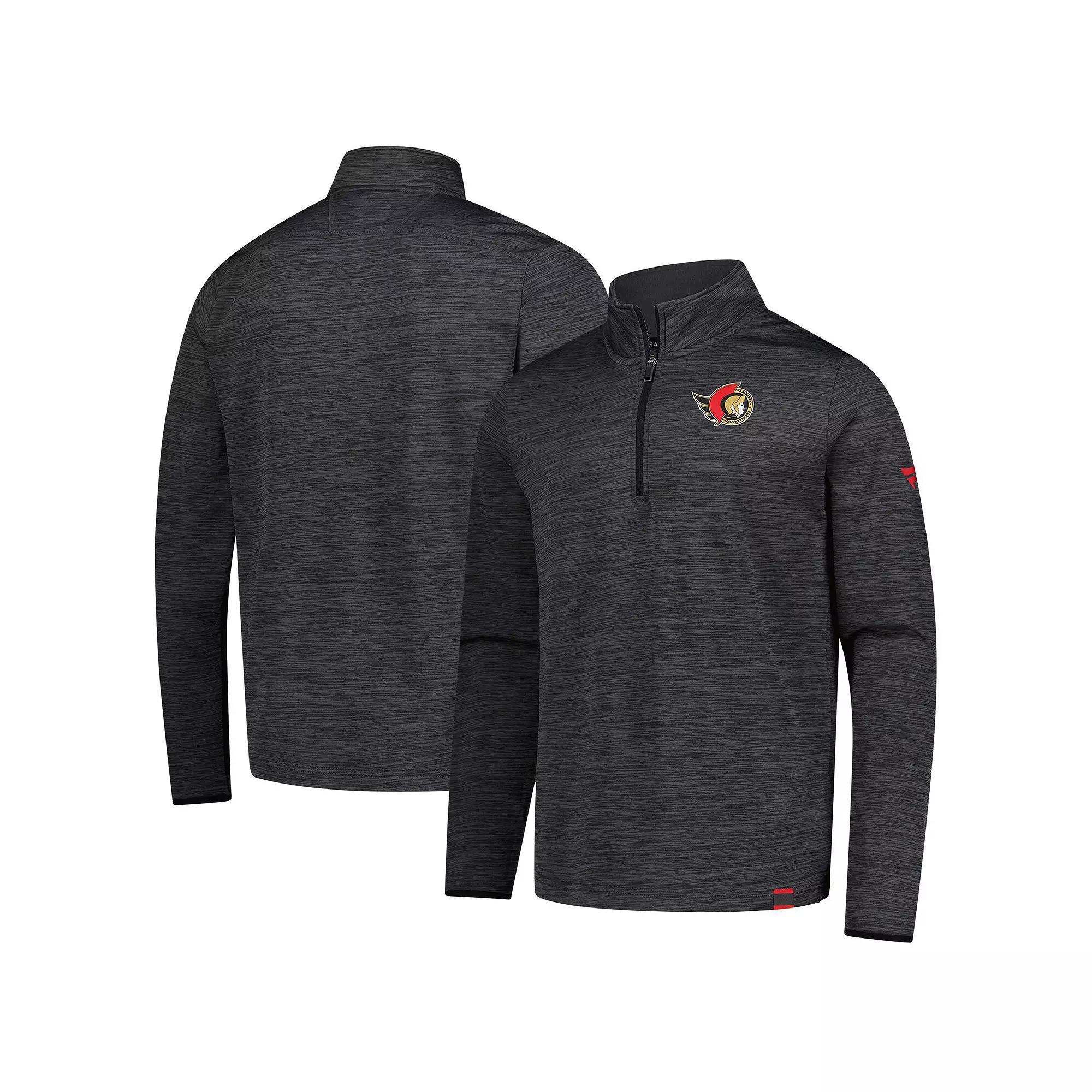 Men's Fanatics Heather Charcoal Ottawa Senators Authentic Pro Lightweight Quarter-Zip Pullover,  Product Image