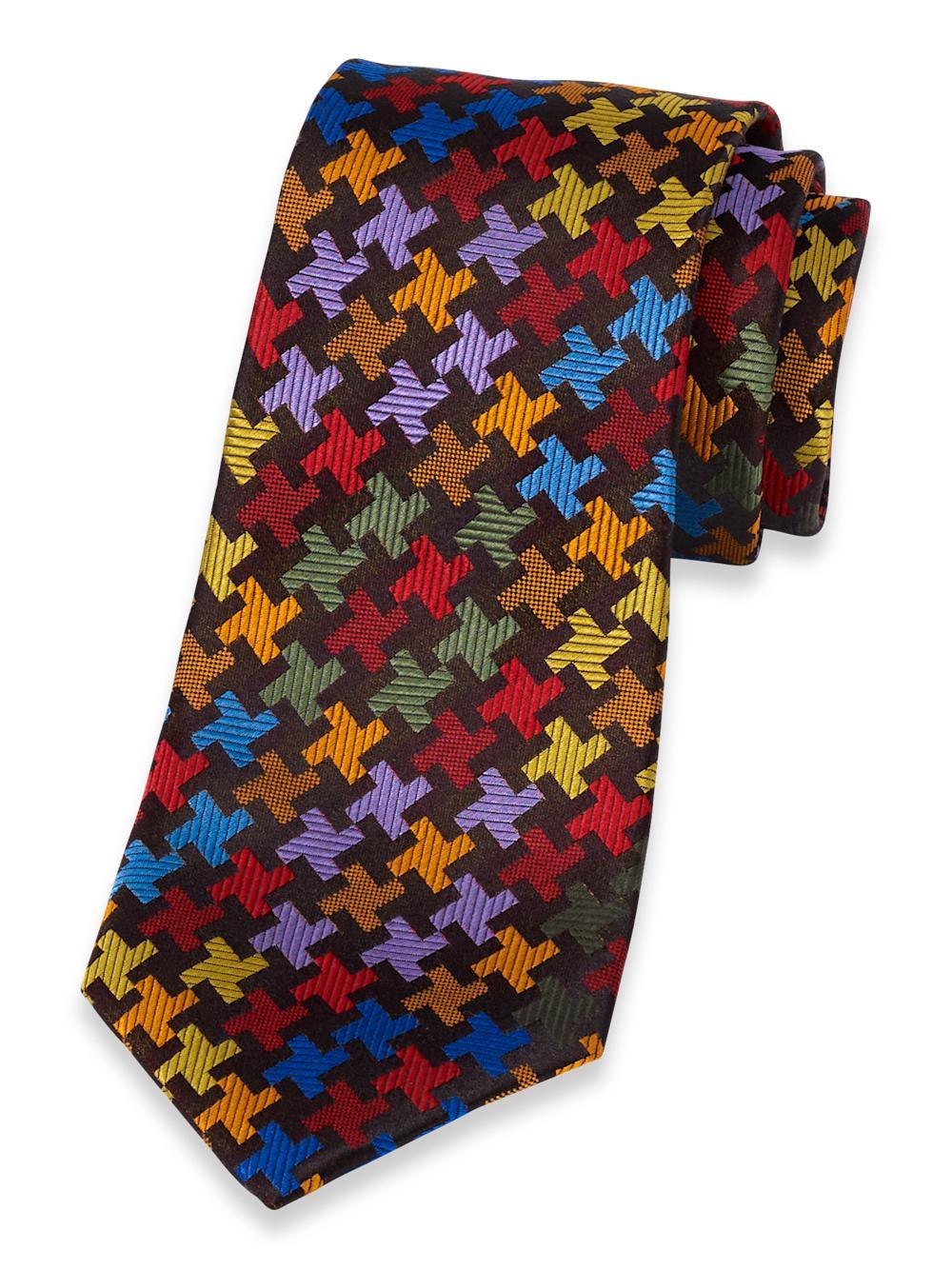 Geometric Woven Silk Tie - Multi Product Image