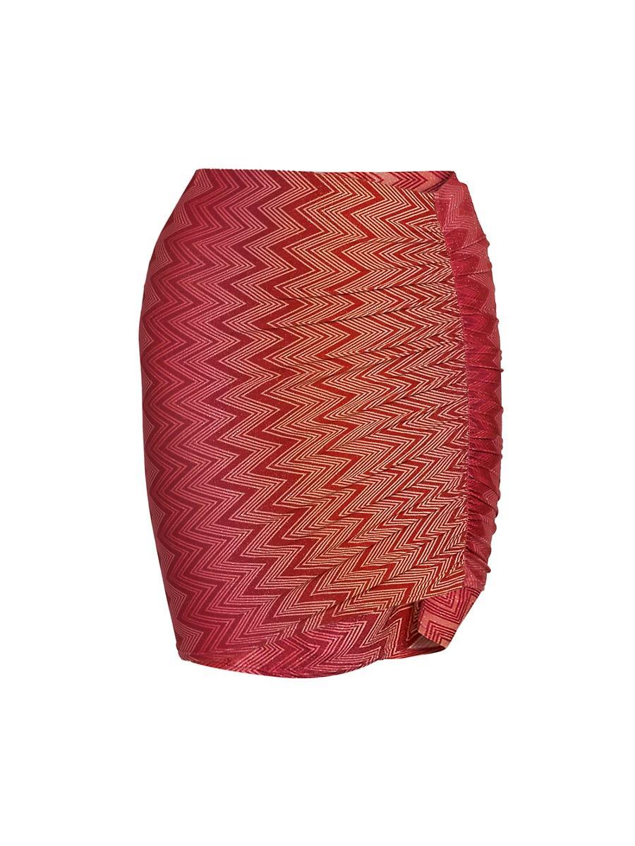 Womens Chevron Stretch Ruched Miniskirt Product Image