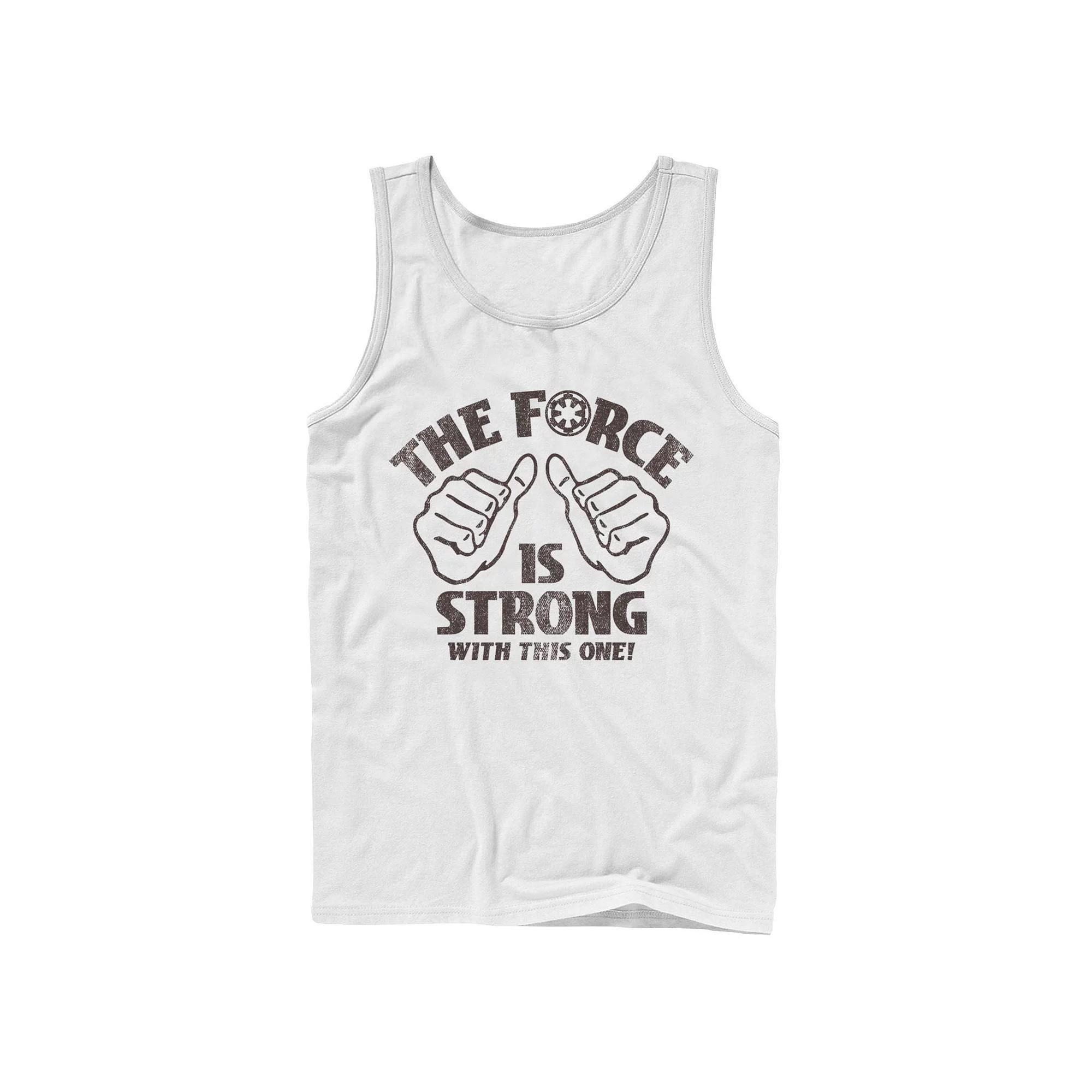 Men's Star Wars The Force is Strong Quote Thumbs-Up Tank Top, Size: Large, White Product Image