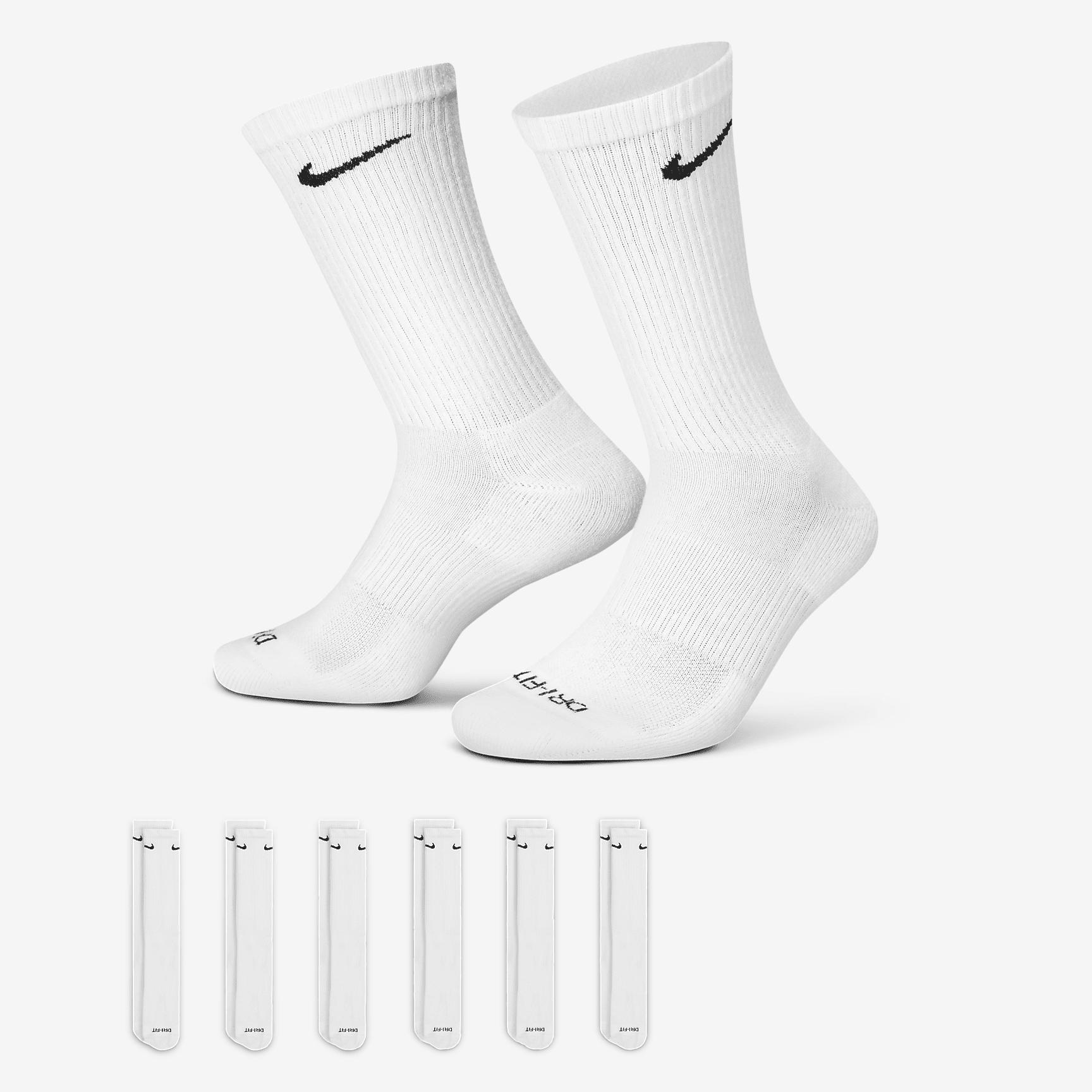 Nike Mens Everyday Plus Cushioned Training Crew Socks (6 Pairs) | SX6897-100 Product Image
