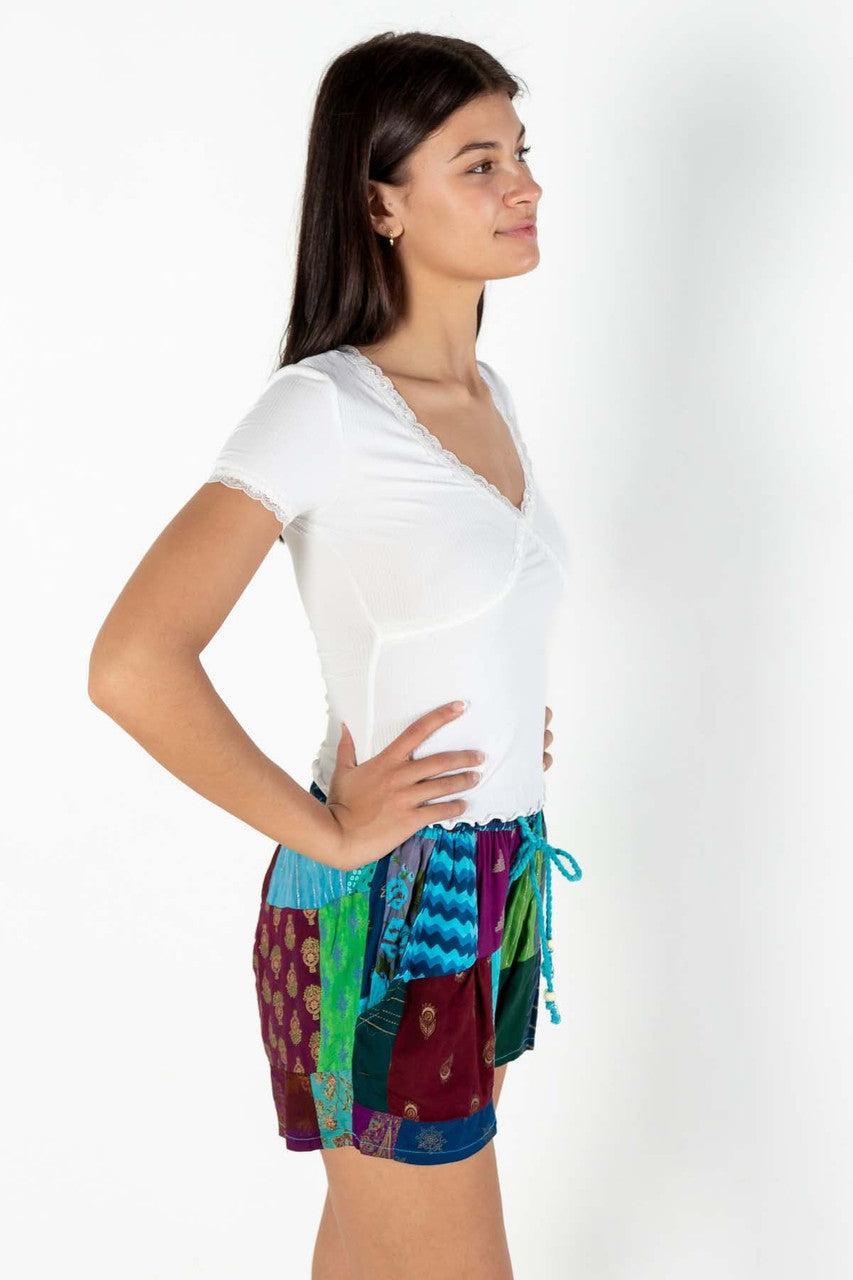 White Lace Trim Tee Product Image