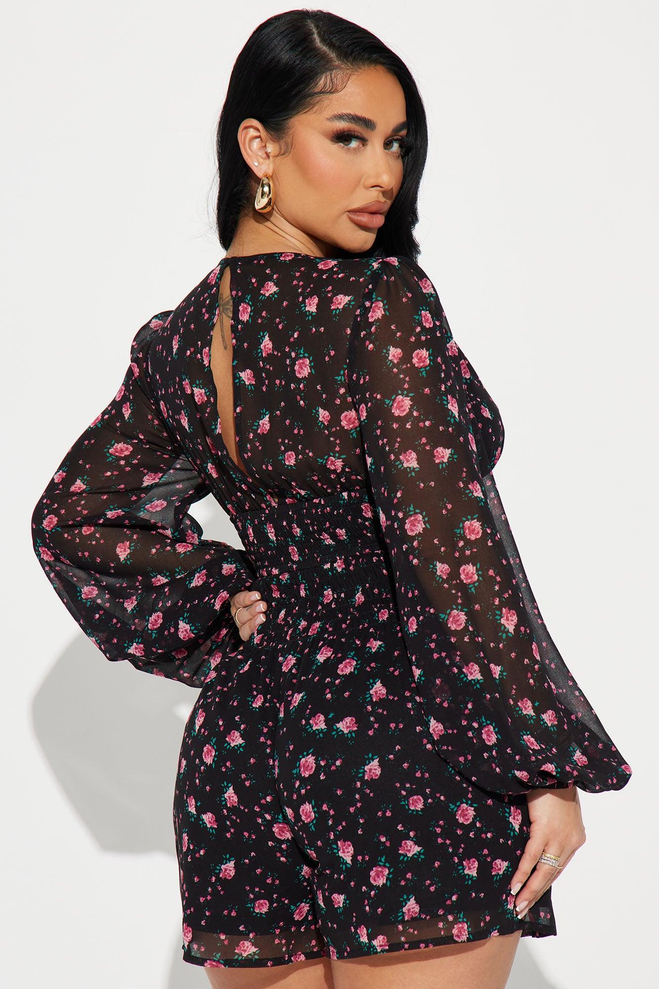 Thinking About You Floral Romper - Black/combo Product Image