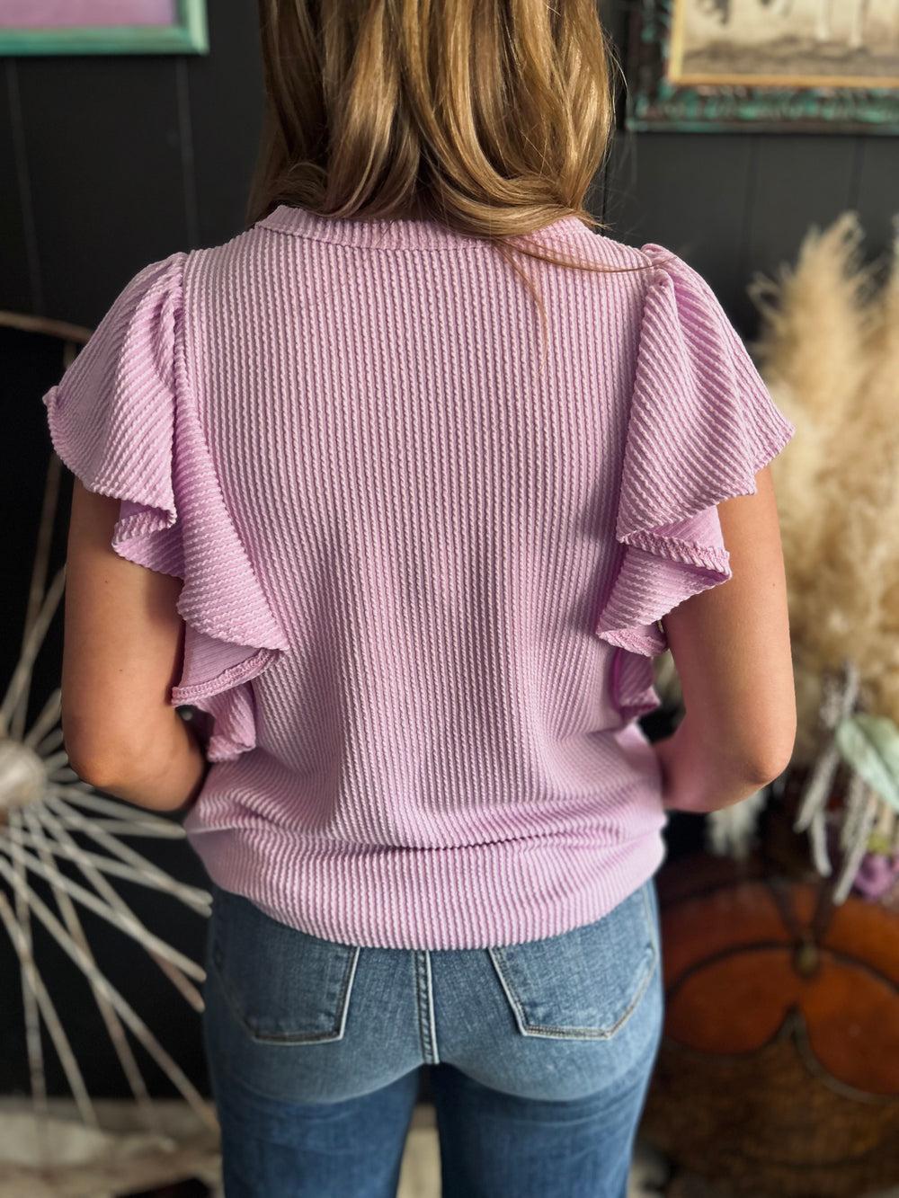 Ruffled Sleeve Solid Top-6 Colors Product Image