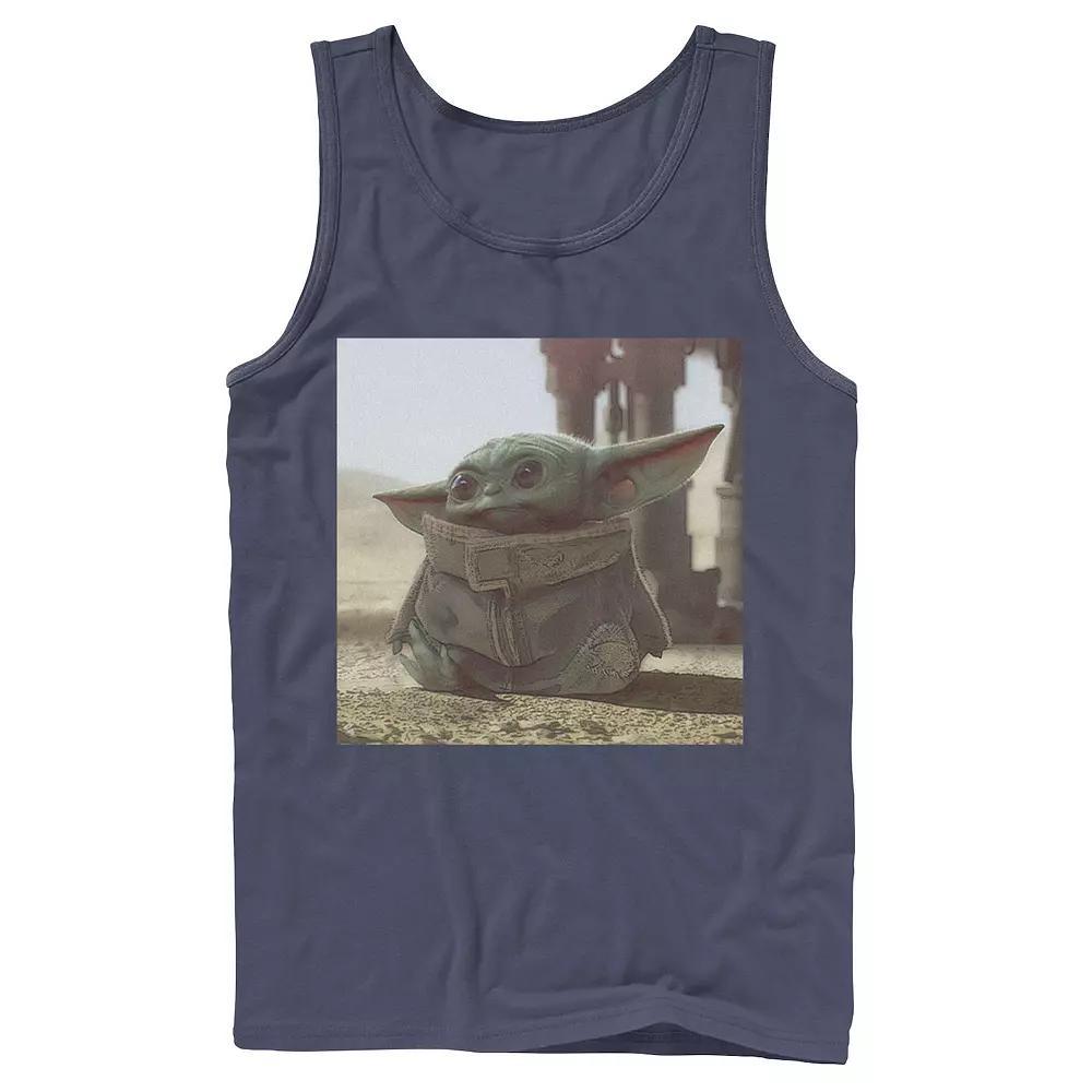 Men's Star Wars The Mandalorian The Child aka Baby Yoda Photograph Tank Top, Size: Small, Blue Product Image