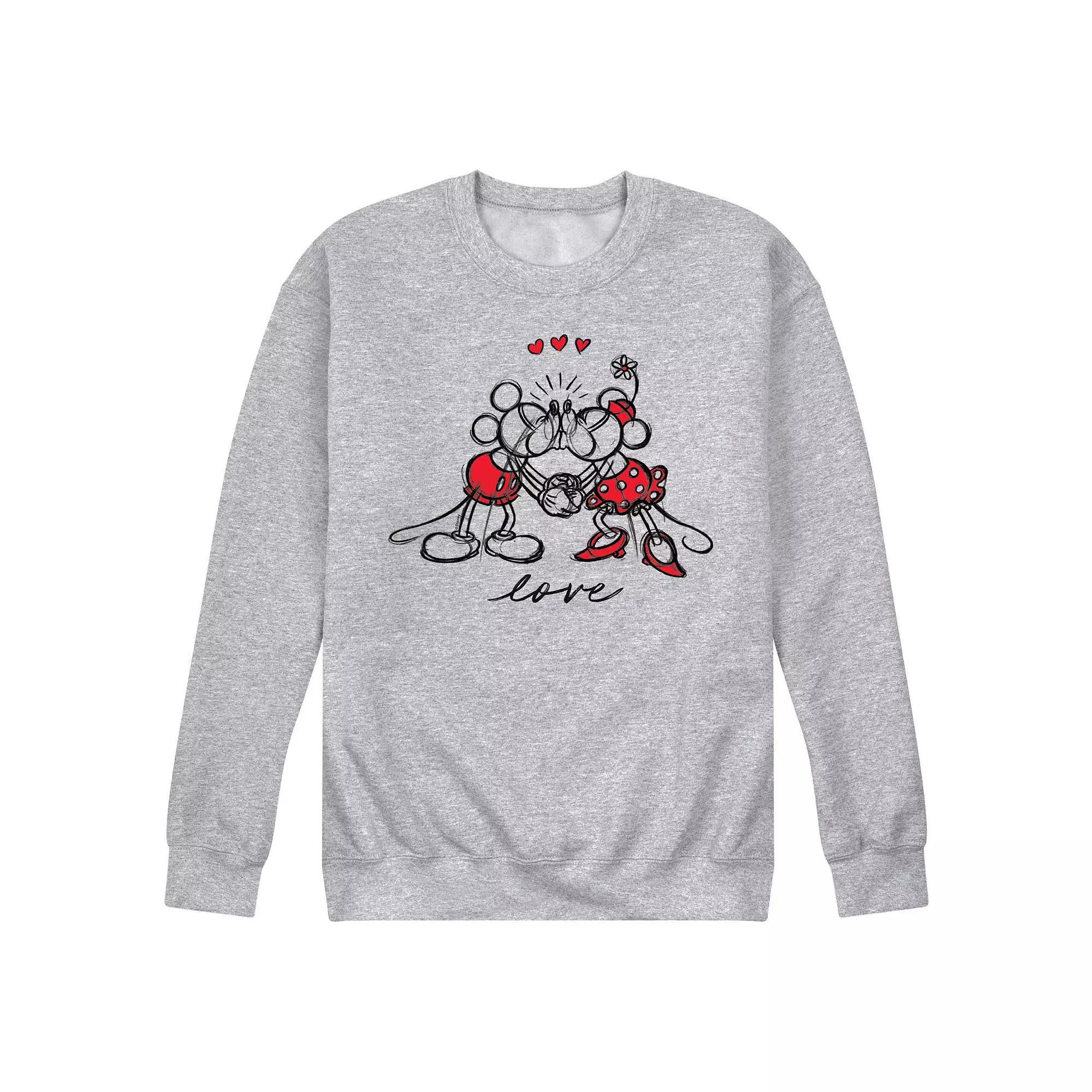 Disney's Mickey Minnie Sketch Men's Fleece Sweatshirt, Size: Medium, Gray Product Image