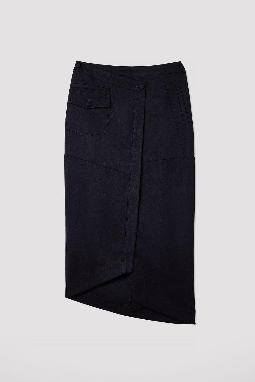 Overlap Front Slit Midi Skirt Product Image