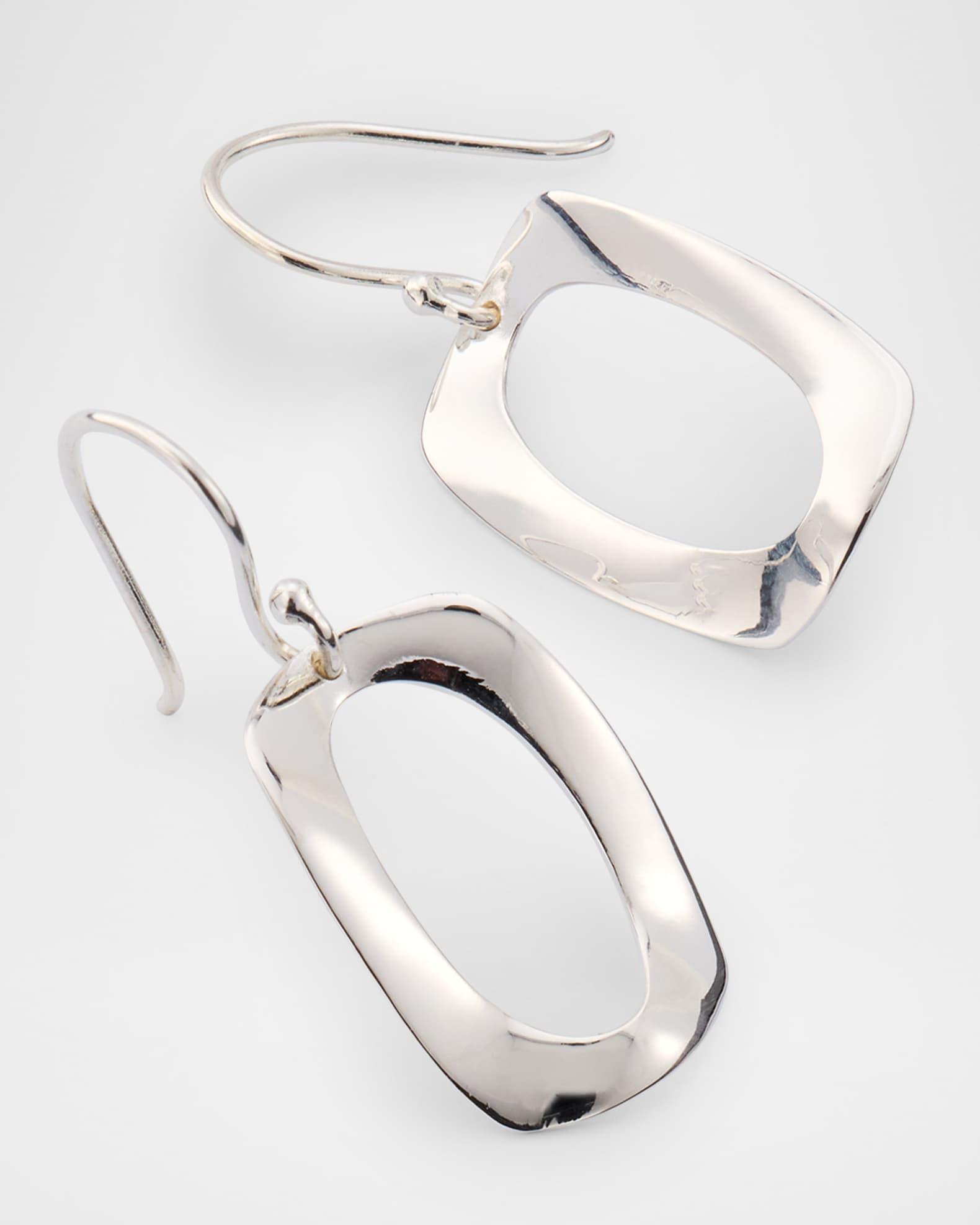  925 Classico Small Rounded Rectangle Wavy Frame Earrings Product Image