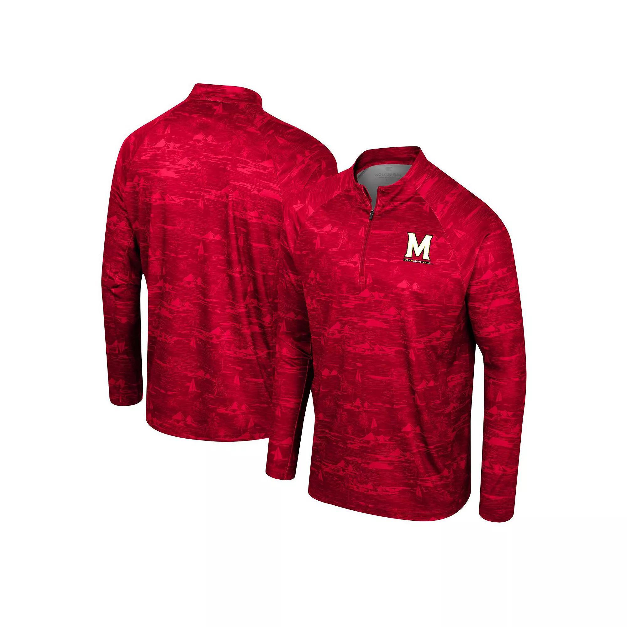 Men's Colosseum Red Maryland Terrapins Carson Raglan Quarter-Zip Jacket,  Product Image