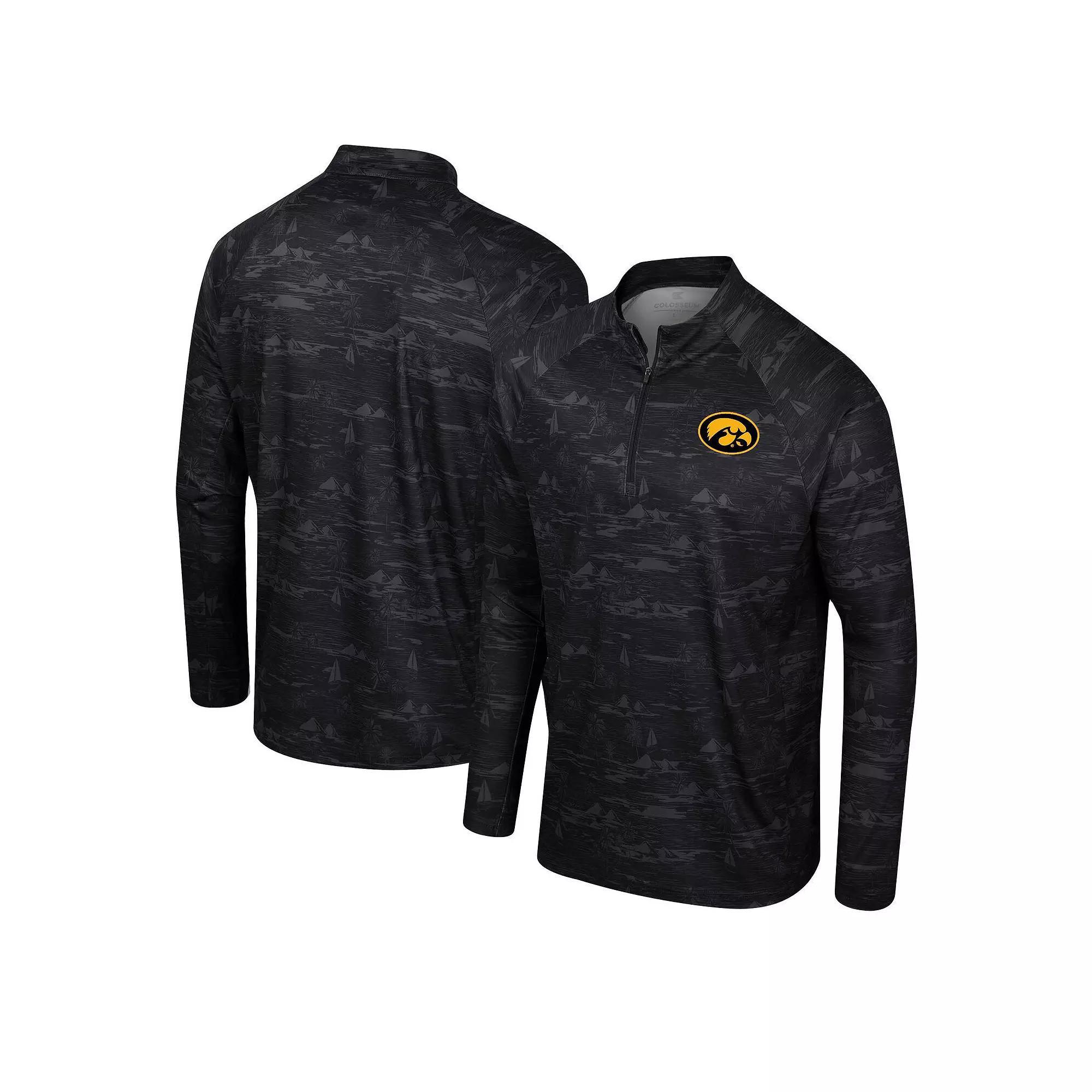 Men's Colosseum Black Iowa Hawkeyes Carson Raglan Quarter-Zip Jacket,  Product Image