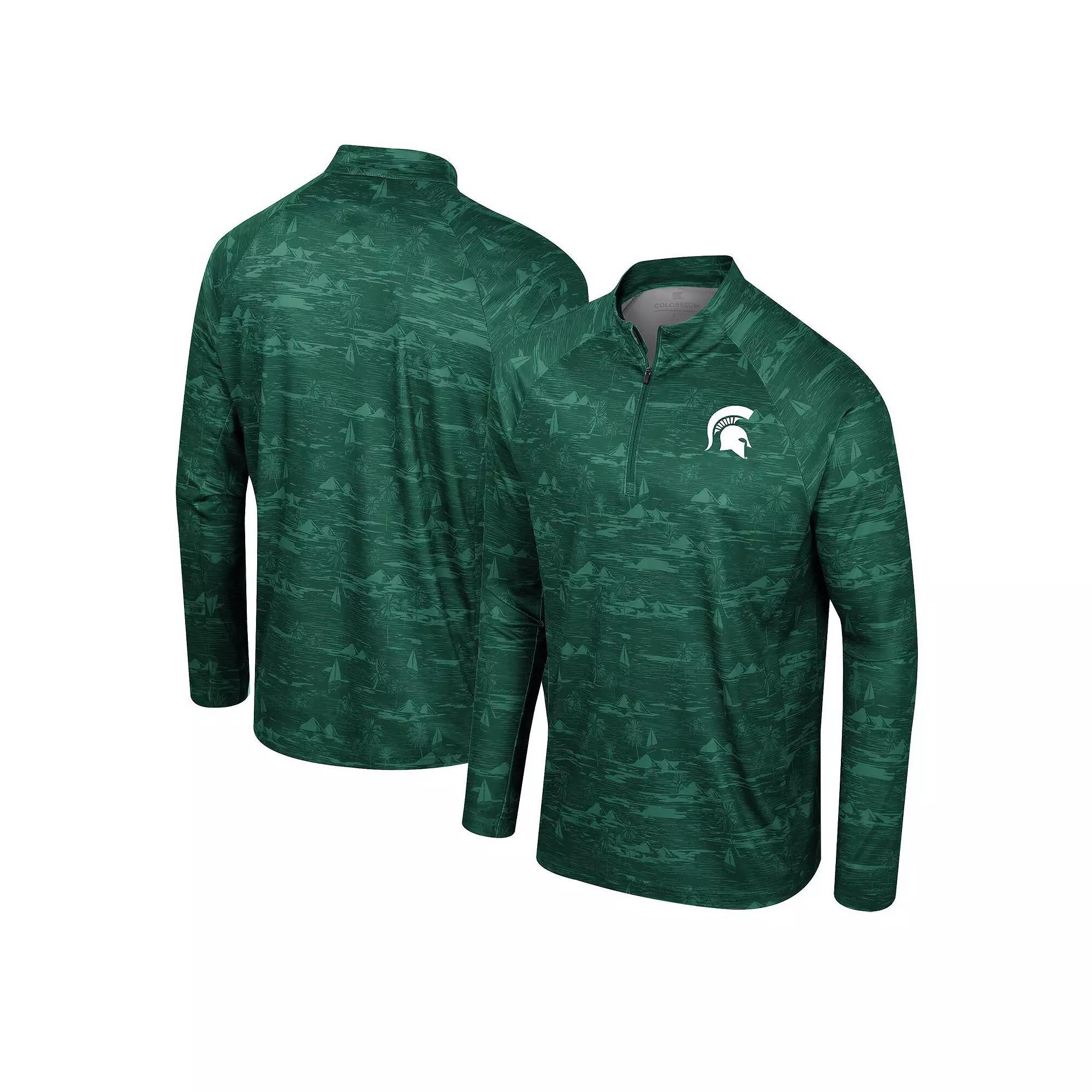 Men's Colosseum Green Michigan State Spartans Carson Raglan Quarter-Zip Jacket, Size: XL Product Image