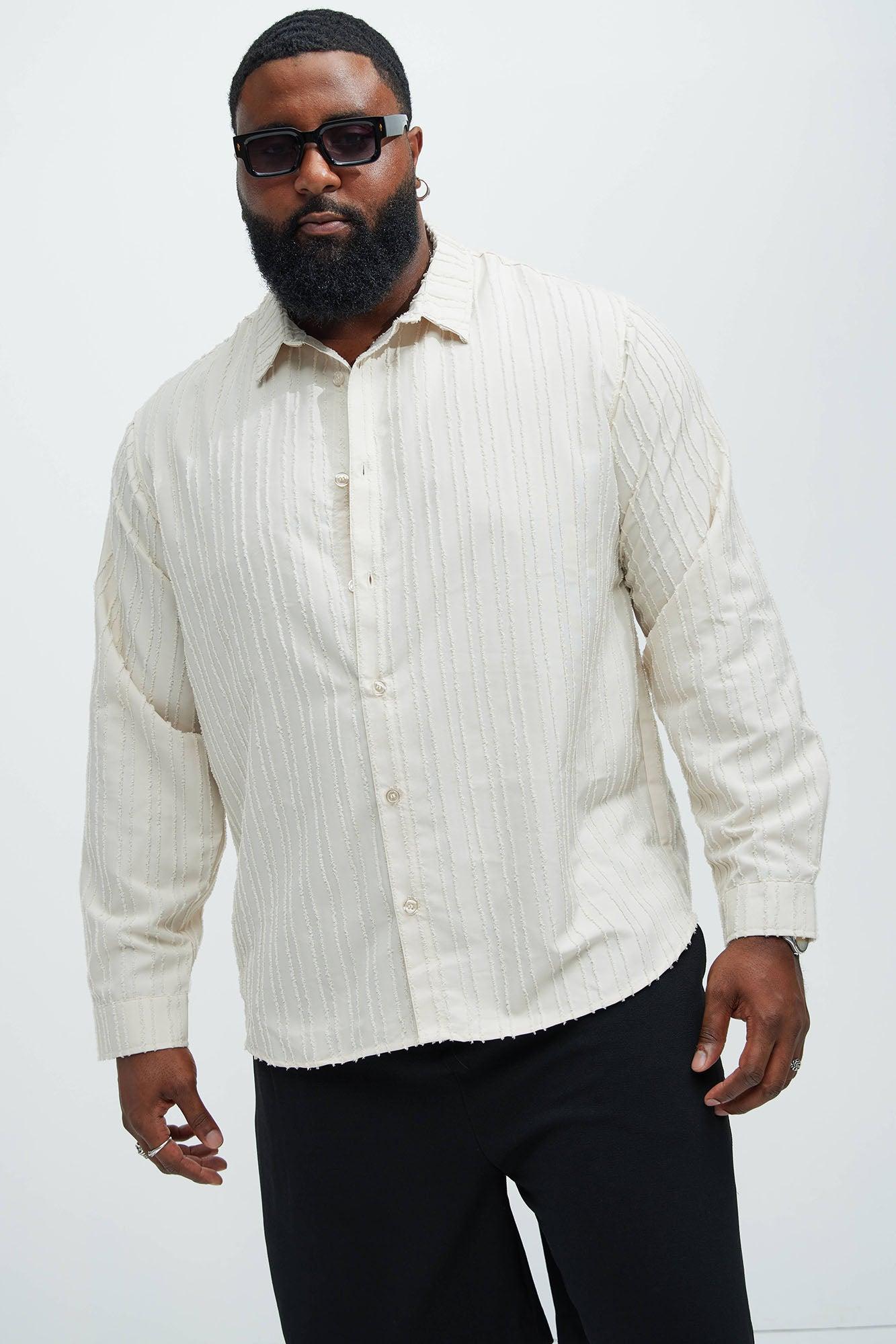 Frederick Frayed Long Sleeve Shirt - Beige Product Image