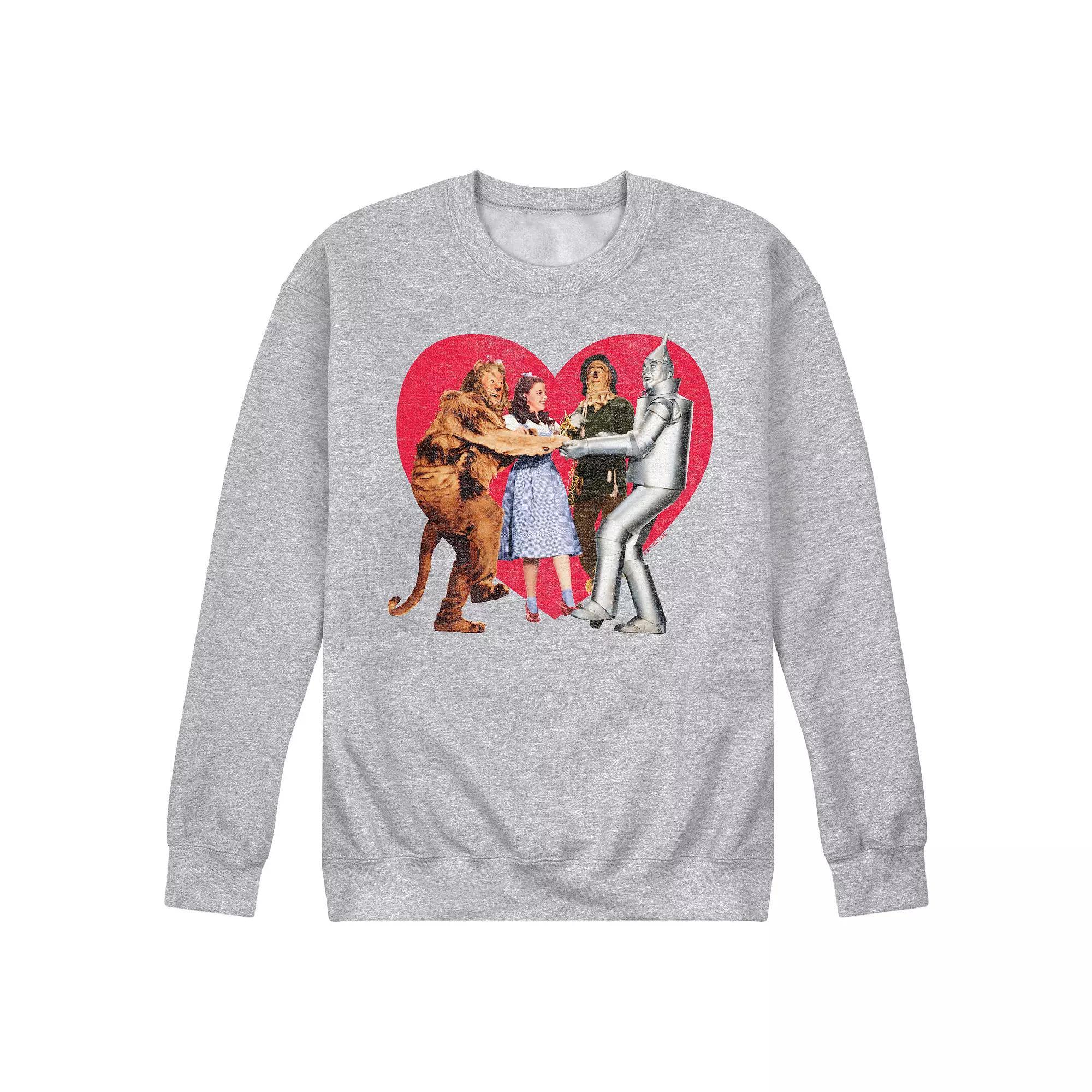 Men's Wizard Of Oz Group Photo Heart Fleece Sweatshirt, Size: XXL, Grey Gray Product Image