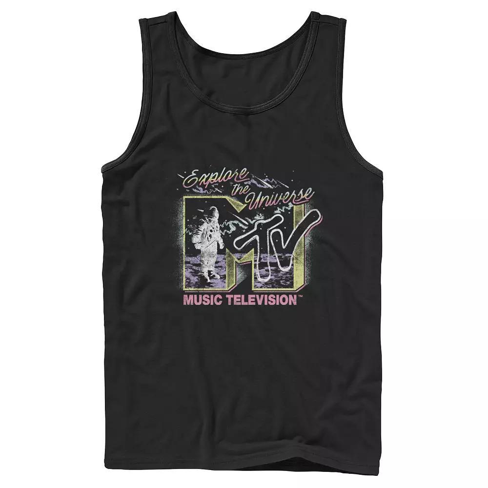 Men's MTV Music Television Explore The Universe Logo Tank Top, Boy's, Size: XL, Black Product Image