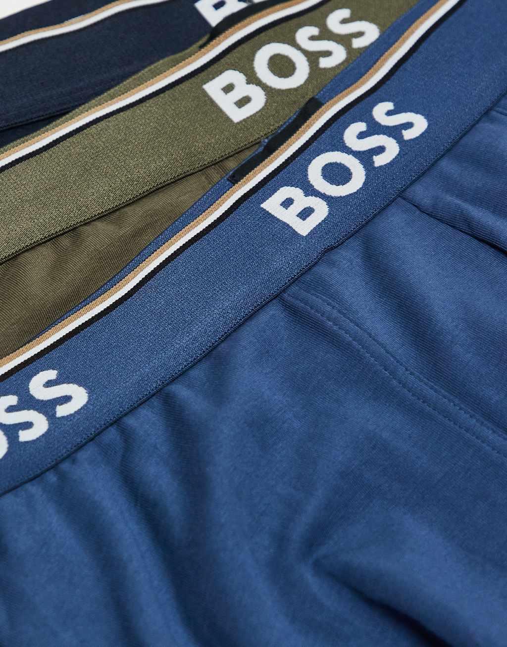 BOSS Bodywear Power 3 pack logo waistband trunks in blue/navy/green Product Image