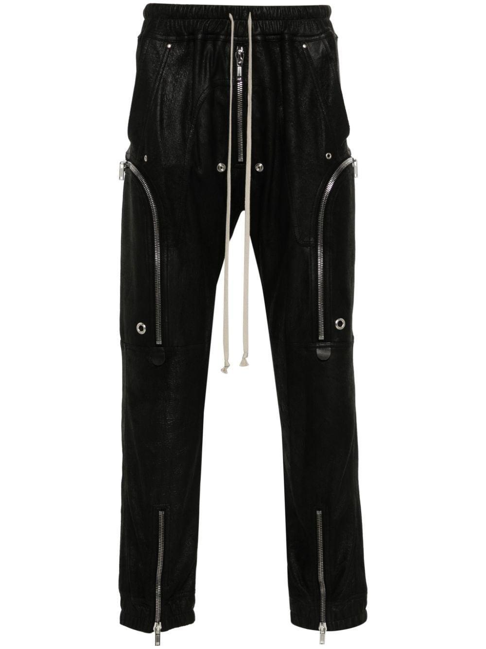 RICK OWENS Bauhaus Leather Cargo Trousers In Black Product Image