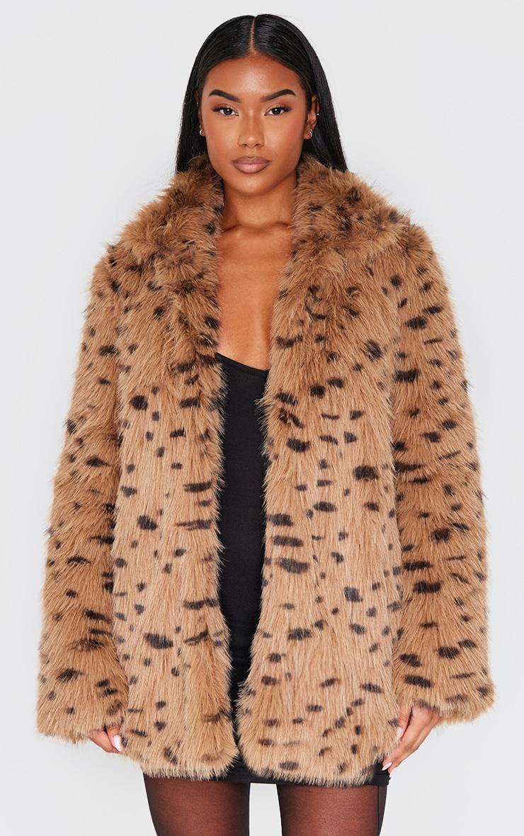 Sand Cheetah Faux Fur Coat Product Image