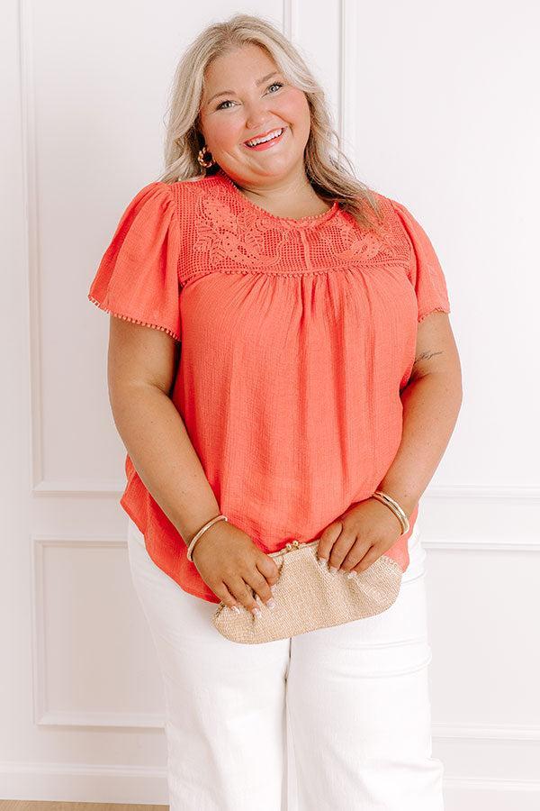 Easy Going Lace Top in Coral Curves Product Image