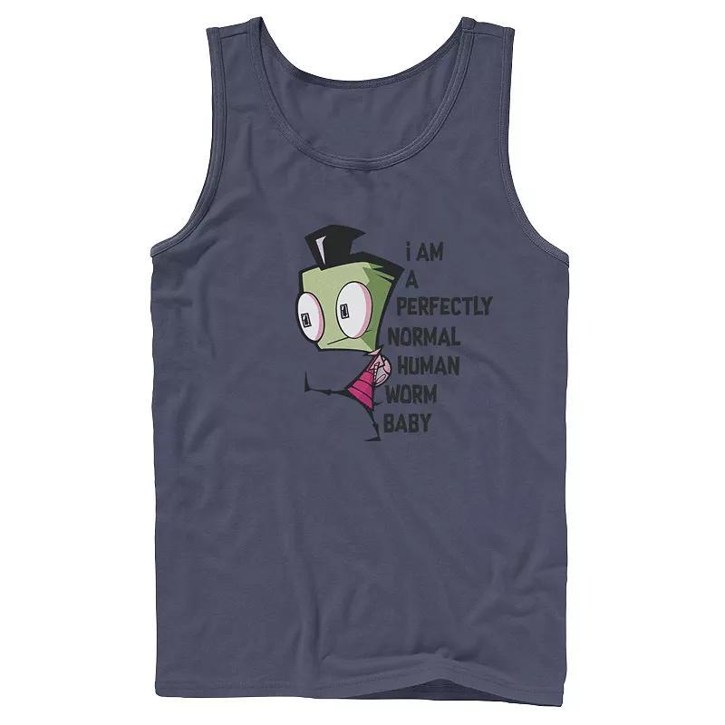 Mens Nickelodeon Invader Zim And Gir Watercolor Portrait Logo Graphic Tank Top Blue Product Image