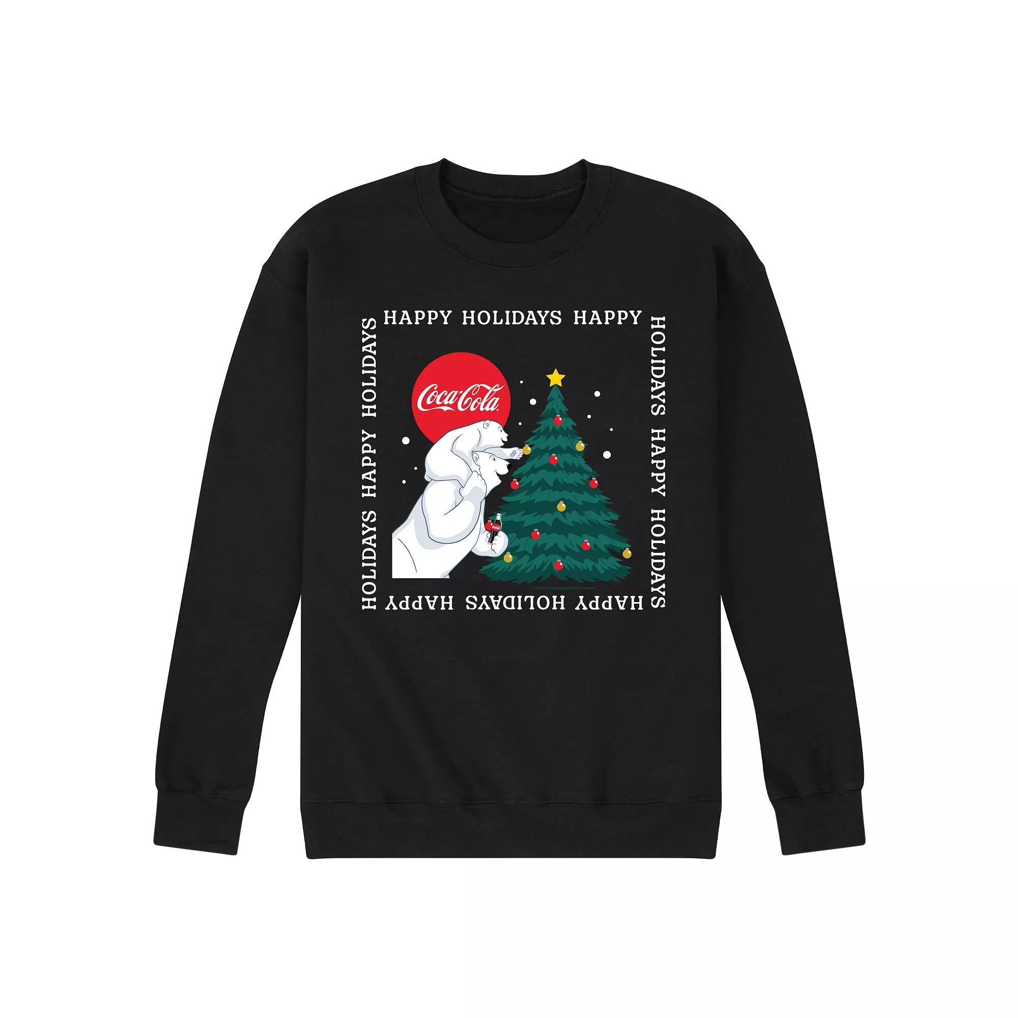Men's CocaCola Happy Holidays Sweatshirt, Size: XXL, Black Product Image