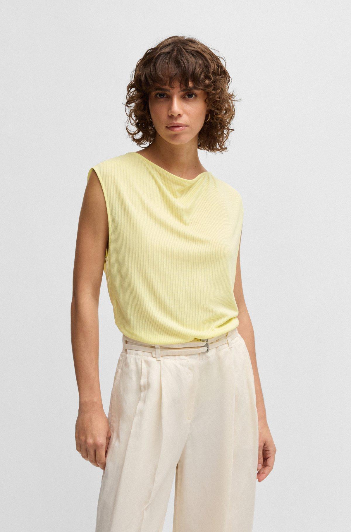 Sleeveless T-shirt with ribbed front Product Image