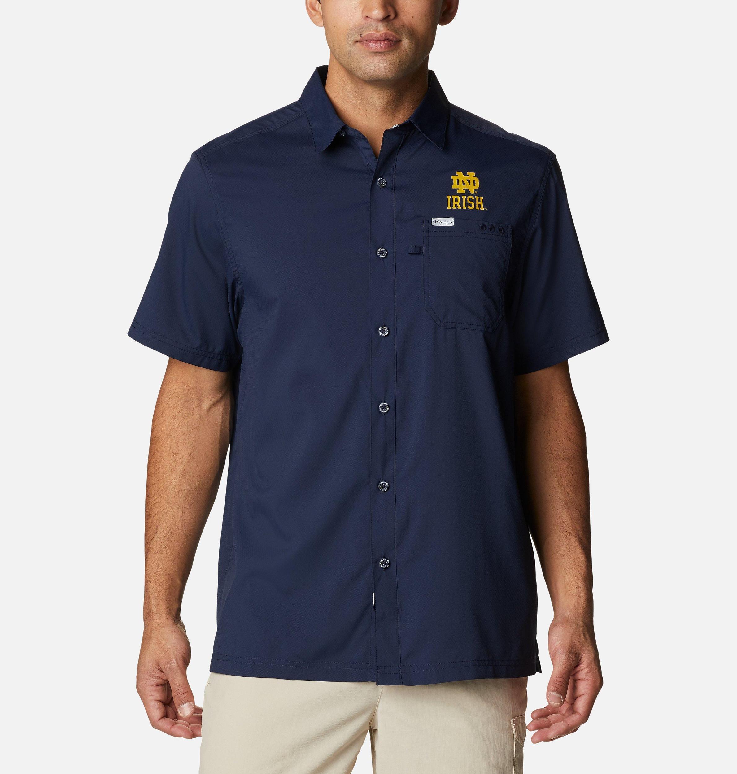Columbia Mens Collegiate PFG Slack Tide Camp Shirt - Notre Dame- Product Image
