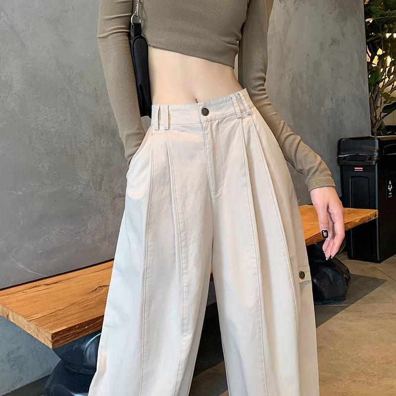 Low Rise Plain Wide Leg Pants Product Image