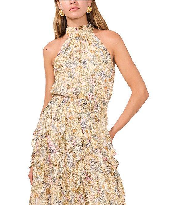 1. STATE Flounce Cascading Cathay Spice Print Maxi Dress Product Image