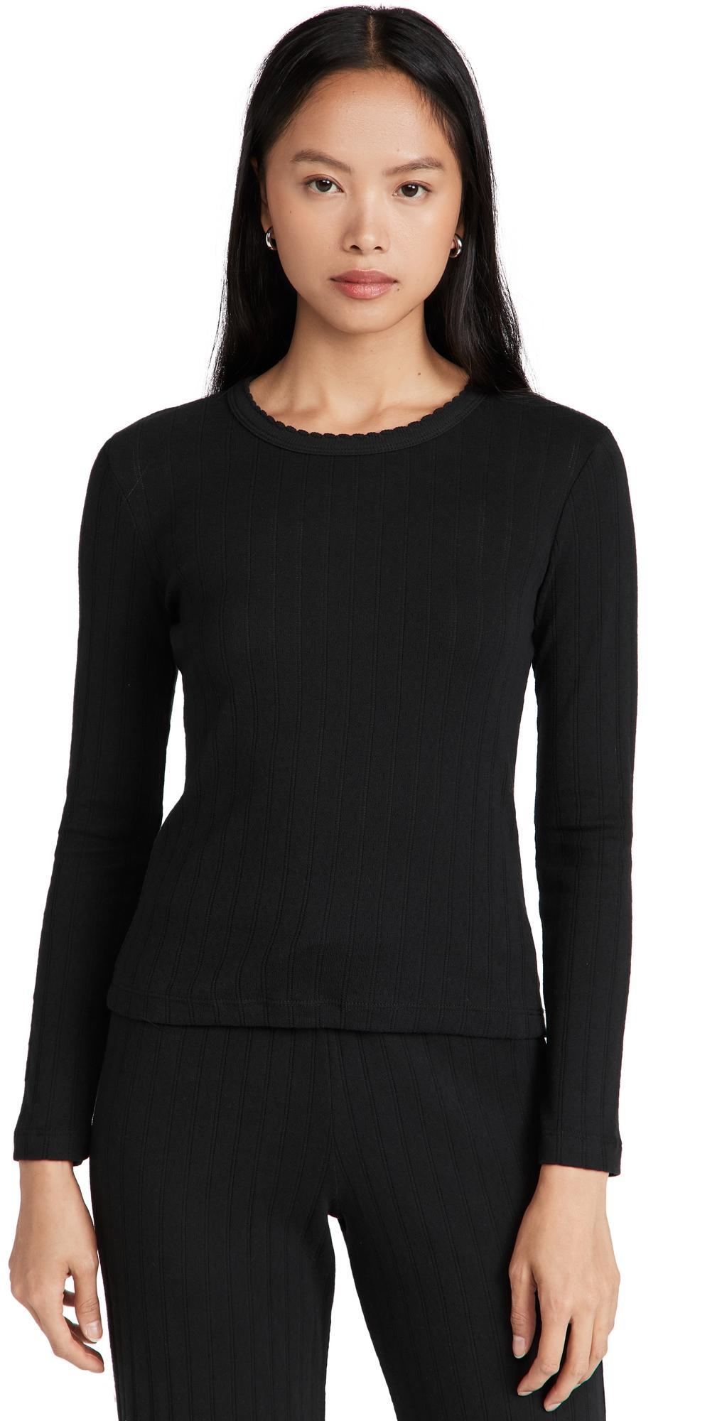 Womens Pointelle Long-Sleeve Top Product Image