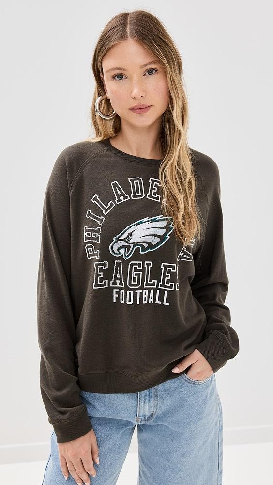 Junk Food Eagles Flocked Raglan Crew Sweatshirt | Shopbop Product Image