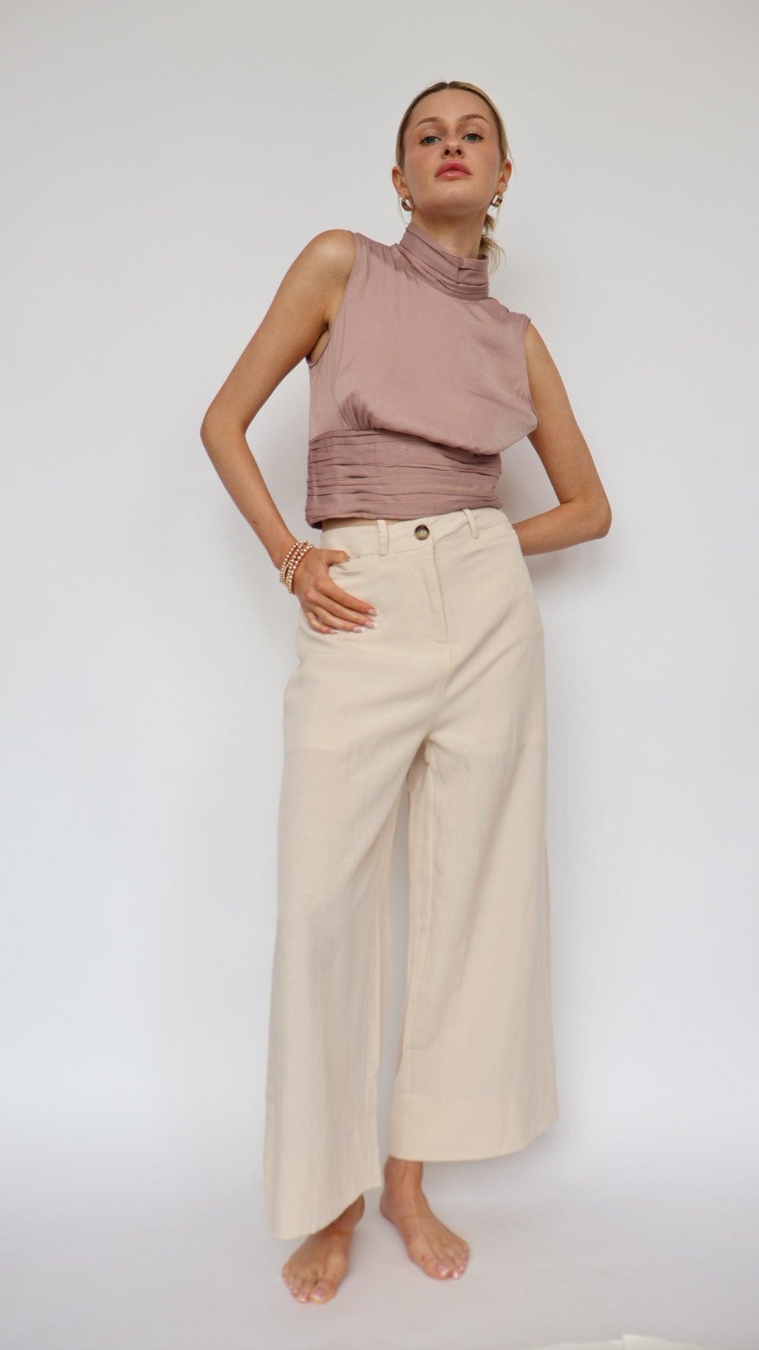 High Waist Linen Pant Product Image