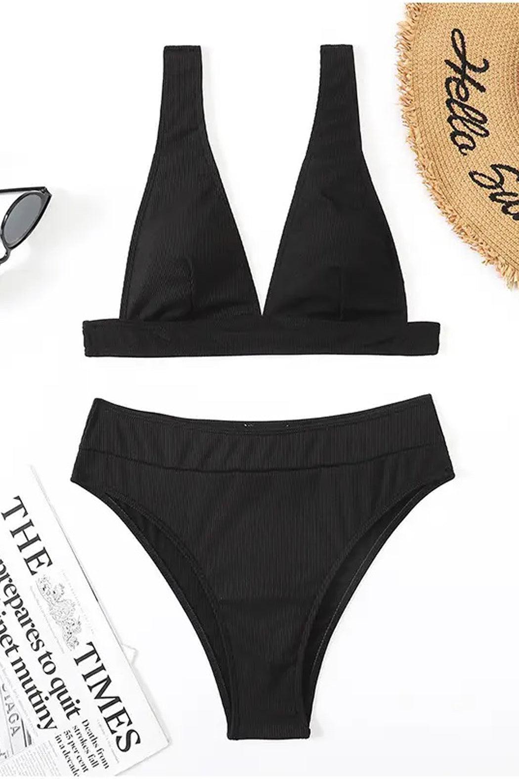 Ribbed Black Bikini Product Image