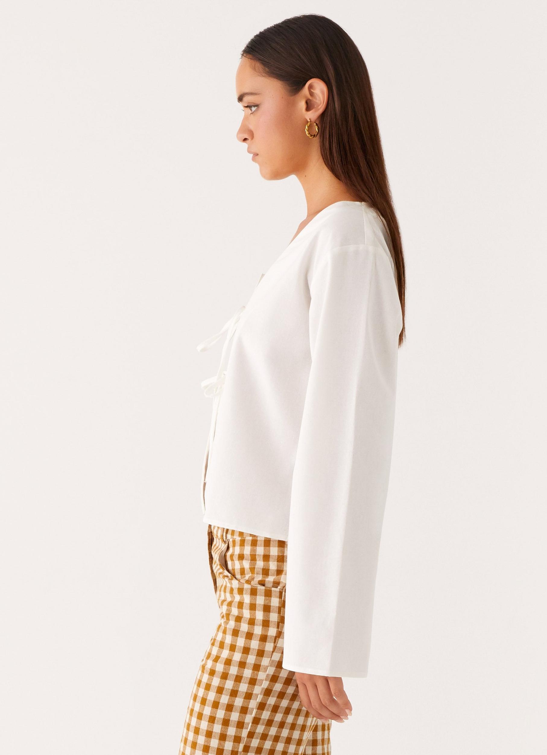 Isabelle Tie Front Top - White Product Image