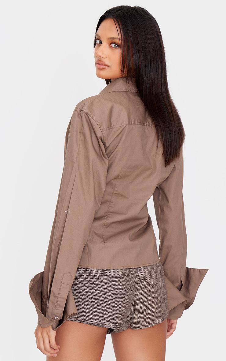 Mocha Asymmetric Cinched Shirt Product Image