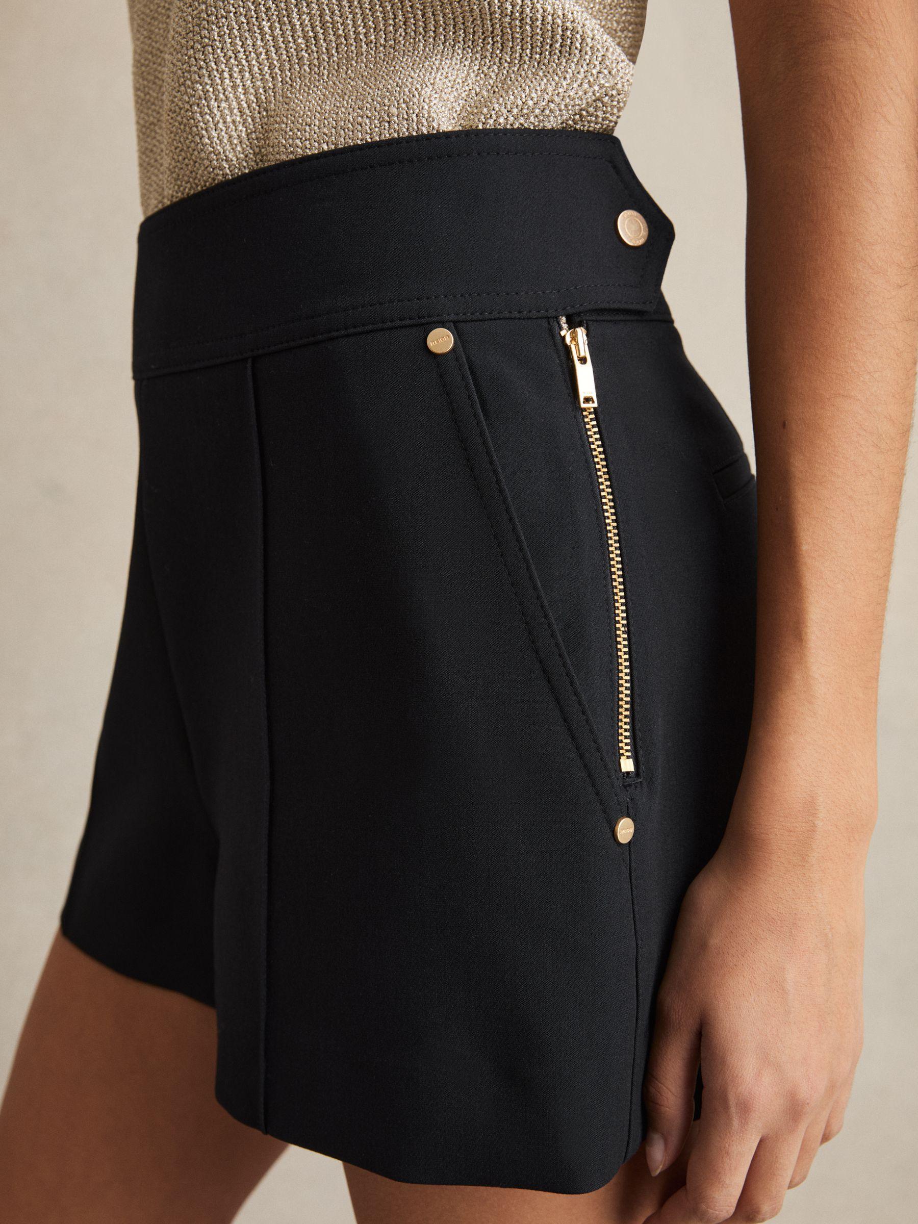 Stud-Detail Tailored Shorts in Navy Product Image