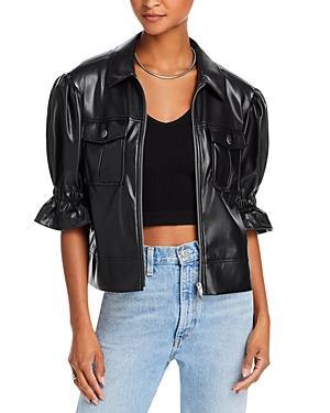 Holly Cropped Vegan Leather Jacket Product Image