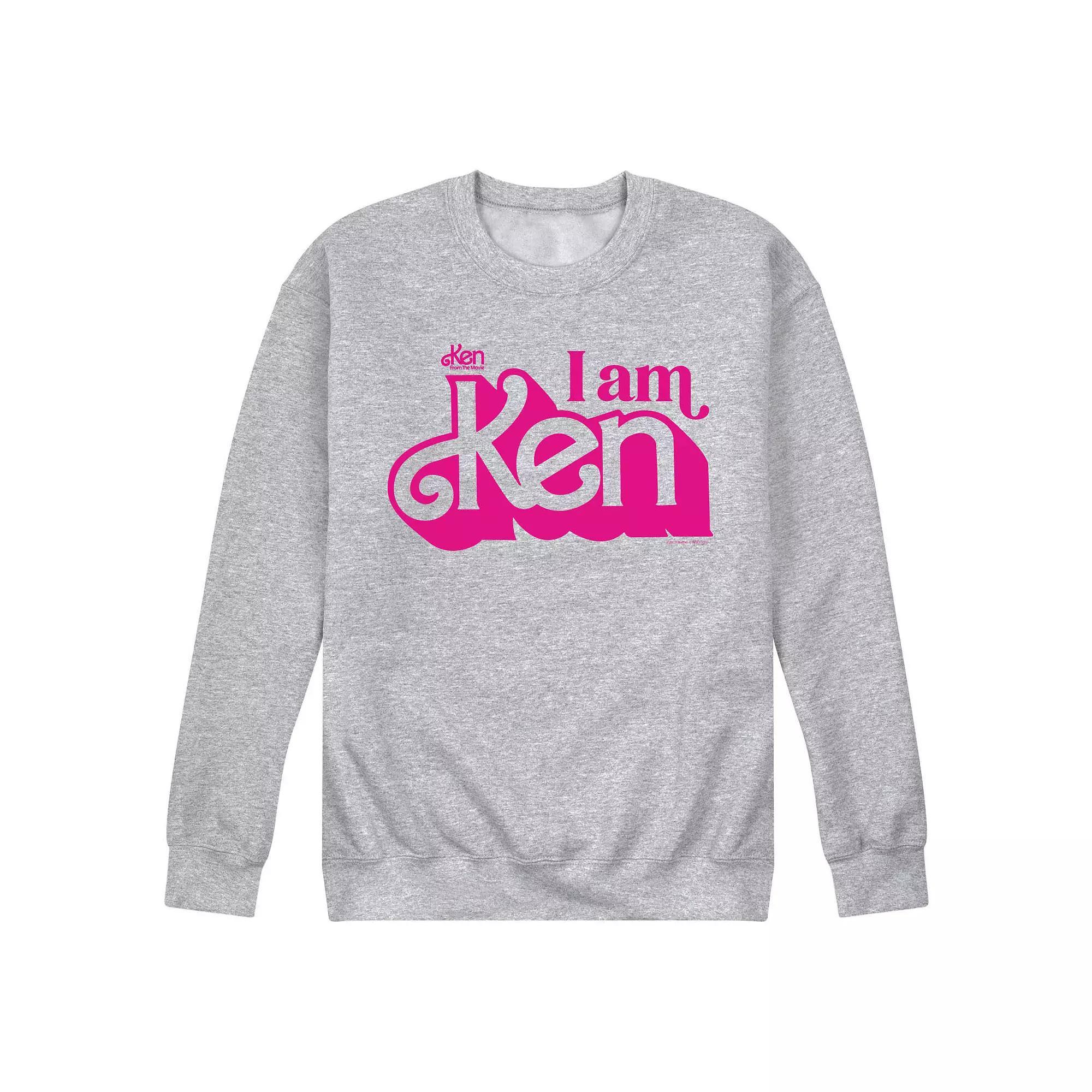 Men's Barbie™ The Movie I Am Ken Fleece Sweatshirt, Size: Large, Grey Gray Product Image