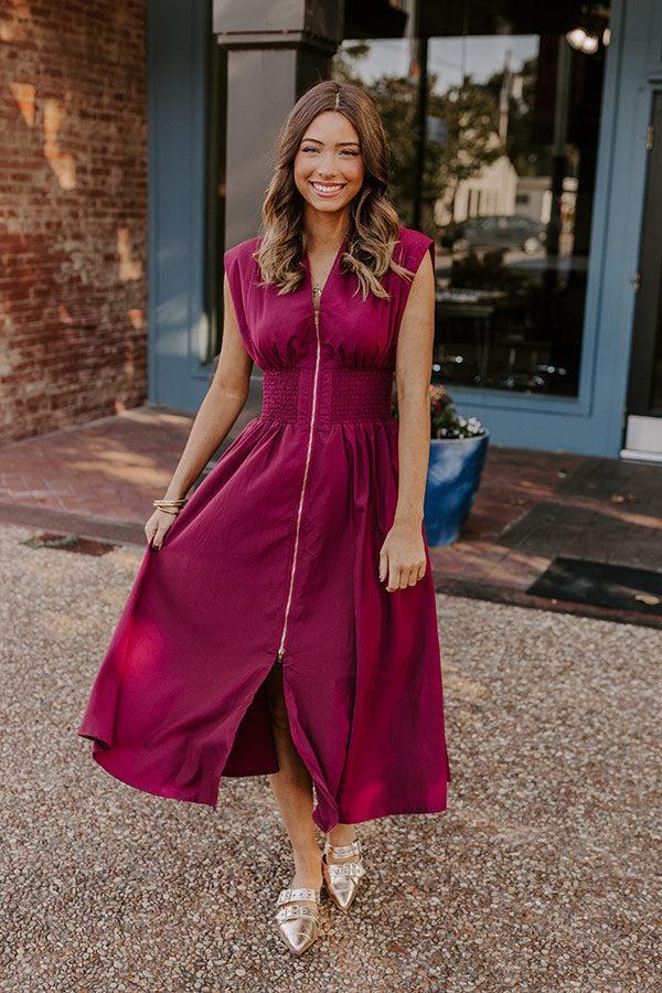 Chic Ensemble Midi Dress in Wine Product Image