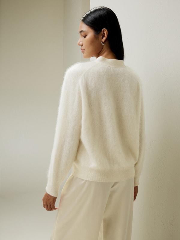 LILYSILK Cashmere Cardigan Women White Premium Cashmere Comfortable Dropped Shoulder Cardigan M Product Image