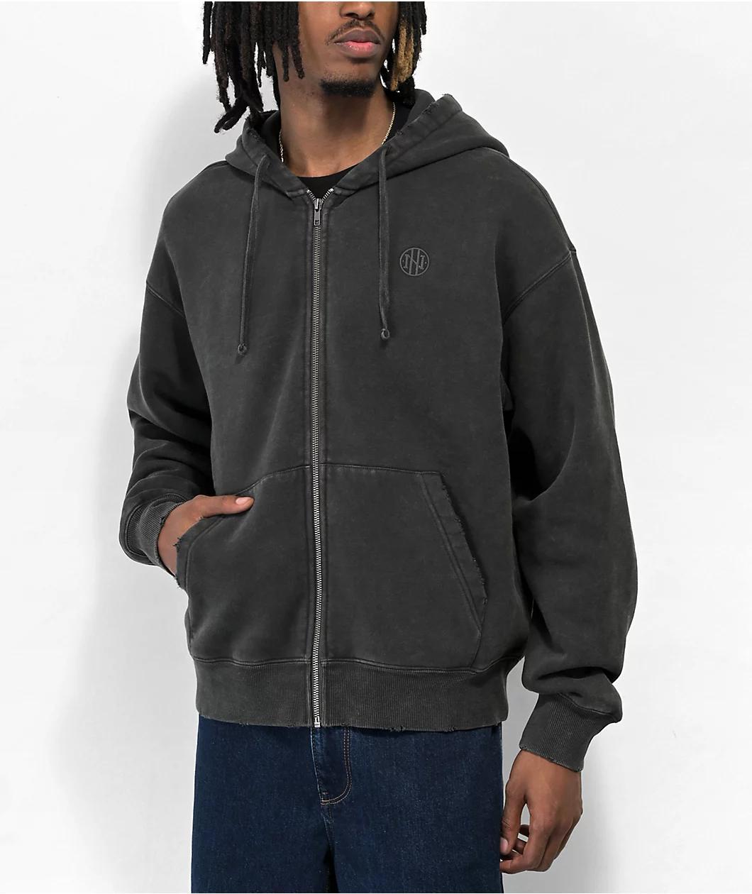 Ninth Hall Fundamentals Distressed Ash Boxy Zip Hoodie Product Image