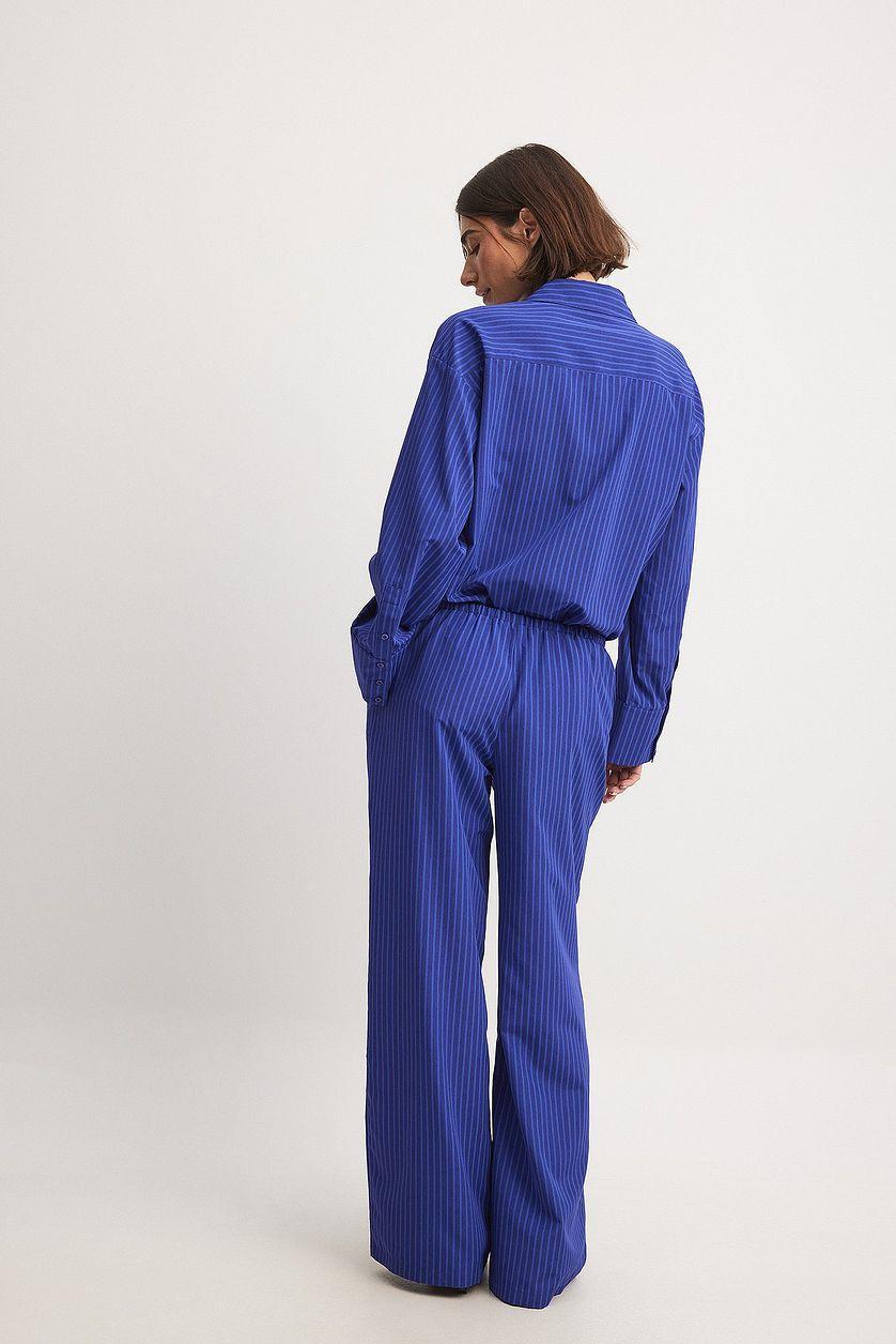 Striped Elastic Mid Waist Trousers Product Image