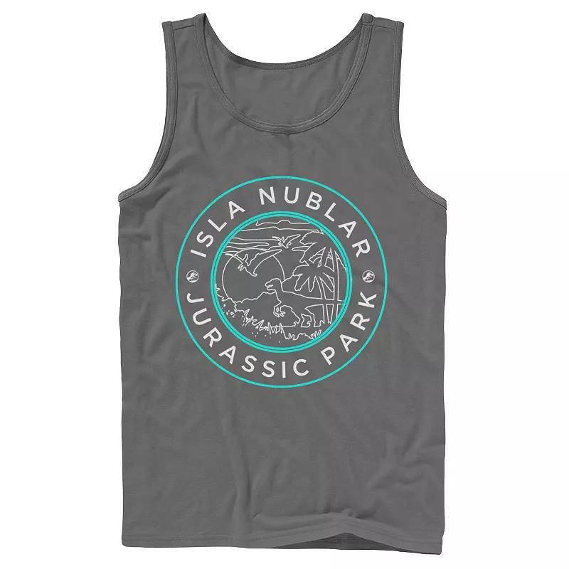 Mens Jurassic Park Isla Nublar Badge Retro Tank Top Product Image