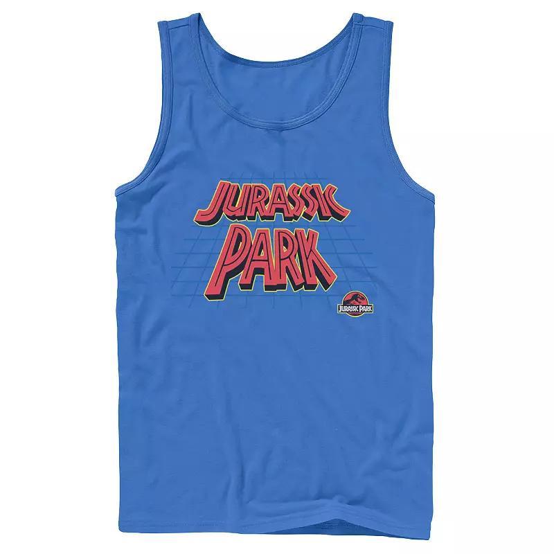 Men's Jurassic Park Tilted Retro Grid Logo Tank Top,  Product Image