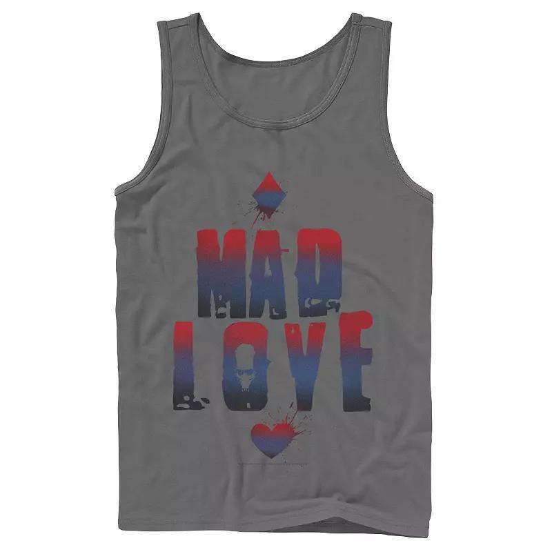 Mens DC Comics Batman Harley Quinn And Joker Mad Love Text Tank Top, Mens Product Image