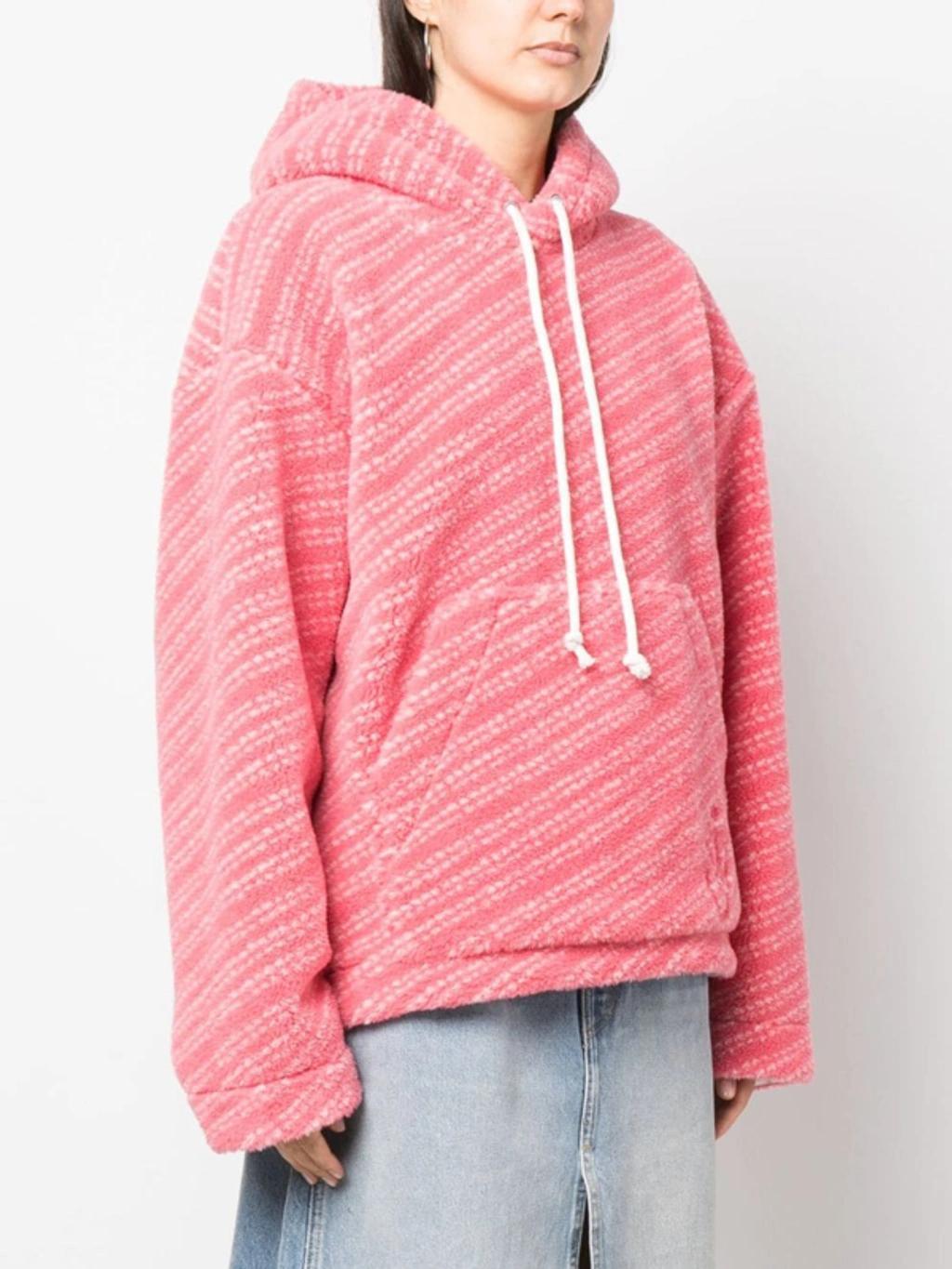 JW ANDERSON Logo-embroidered Fleece-textured Hoodie In Pink Product Image