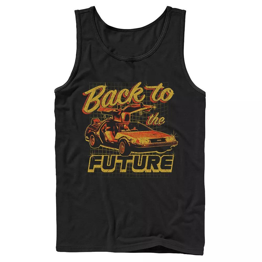 Men's Back To The Future Red And Orange Car Tank Top,  Product Image