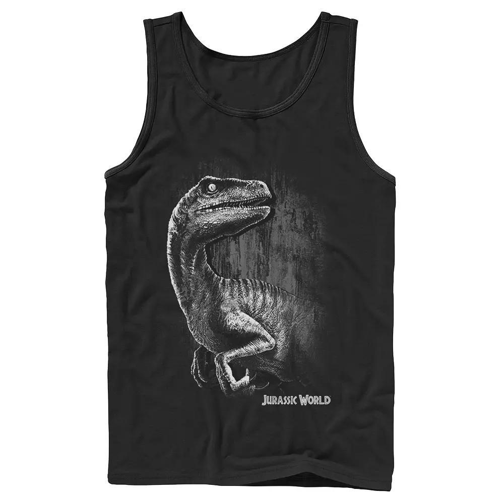 Men's Jurassic World Raptor Grunge Portrait Graphic Tank Top, Size: XL, Black Product Image