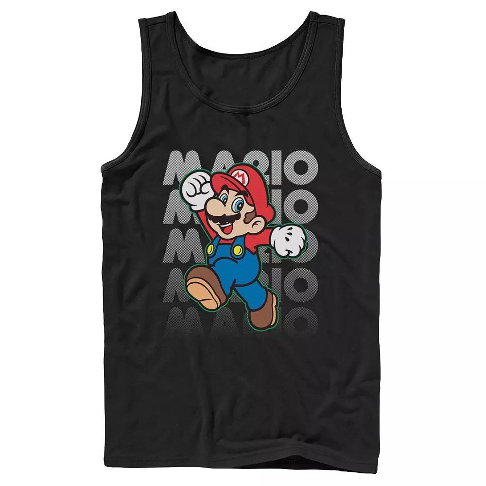 Men's Nintendo Super Mario Name Fade Poster Tank Top, Size: Medium, Black Product Image