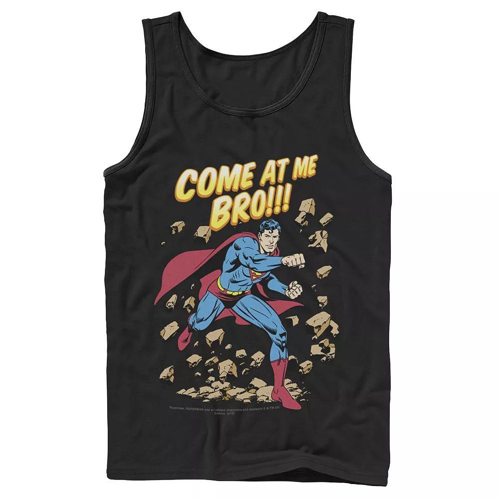 Men's DC Comics Superman Come At Me Bro Text Poster Tank Top,  Product Image